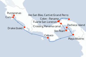 Itinéraire croisière Ponant au départ de Colon - Panama