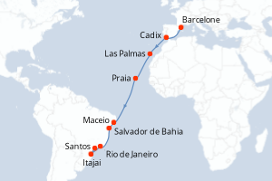 Itinéraire croisière Costa Croisières au départ de Barcelone