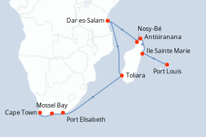 Itinéraire croisière Regent Seven Seas Cruises au départ de Port Louis