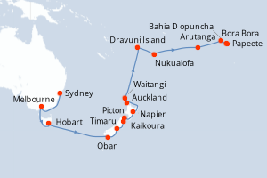 Itinéraire croisière Seabourn Cruise Line au départ de Sydney