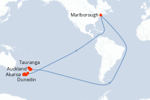 Itinéraire croisière Ponant au départ de Auckland