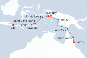 Itinéraire croisière Ponant au départ de Cairns