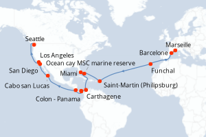 Itinéraire croisière MSC Croisières au départ de Marseille