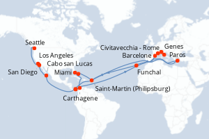 Itinéraire croisière MSC Croisières au départ de Civitavecchia - Rome