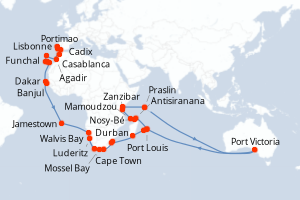 Itinéraire croisière Azamara au départ de Lisbonne