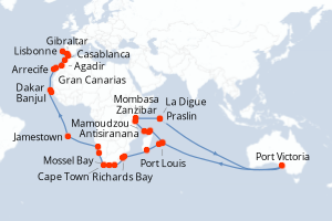 Itinéraire croisière Azamara au départ de Port Louis