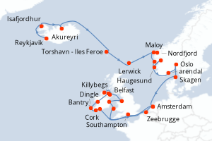 Itinéraire croisière Regent Seven Seas Cruises au départ de Reykjavik