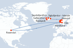 Itinéraire croisière Regent Seven Seas Cruises au départ de Reykjavik