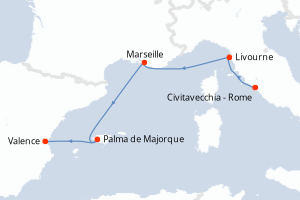 Itinéraire croisière MSC Croisières au départ de Civitavecchia - Rome