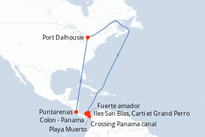 Itinéraire croisière Ponant au départ de Colon - Panama