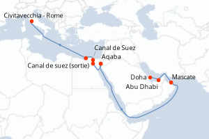 Itinéraire croisière MSC Croisières au départ de Doha