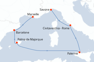 Itinéraire croisière Costa Croisières au départ de Marseille