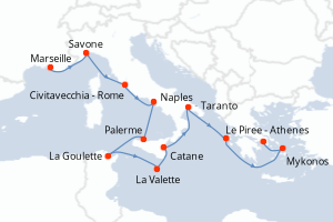 Itinéraire croisière Costa Croisières au départ de Marseille