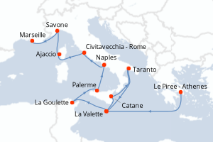 Itinéraire croisière Costa Croisières au départ de Le Piree - Athenes