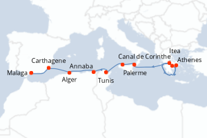 Itinéraire croisière Ponant au départ de Athenes