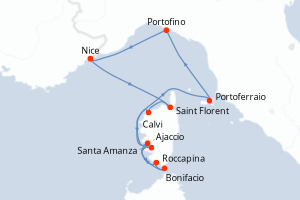 Itinéraire croisière Ponant au départ de Nice