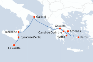 Itinéraire croisière Ponant au départ de La Valette