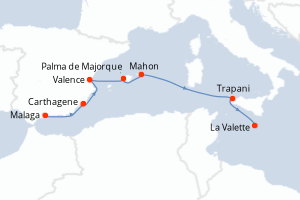 Itinéraire croisière Ponant au départ de Malaga