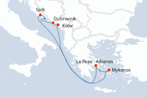 Itinéraire croisière Virgin Voyages au départ de Le Piree - Athenes