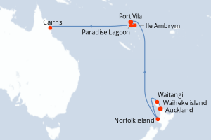 Itinéraire croisière Ponant au départ de Auckland