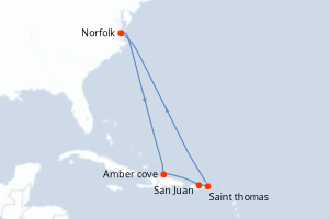 Itinéraire croisière Carnival au départ de Norfolk