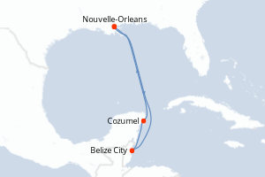 Itinéraire croisière Carnival au départ de Nouvelle-Orleans