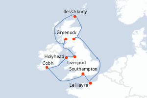 Itinéraire croisière Princess Cruises au départ de Southampton