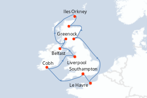 Itinéraire croisière Princess Cruises au départ de Southampton