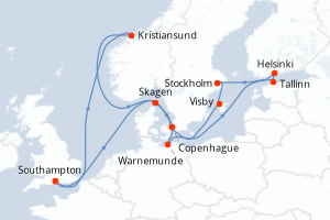 Itinéraire croisière Princess Cruises au départ de Southampton