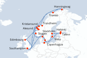 Itinéraire croisière Princess Cruises au départ de Southampton