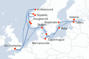 Itinéraire croisière Princess Cruises au départ de Southampton