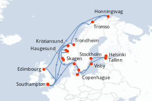 Itinéraire croisière Princess Cruises au départ de Southampton