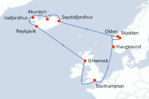 Itinéraire croisière Princess Cruises au départ de Southampton