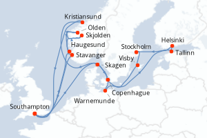 Itinéraire croisière Princess Cruises au départ de Southampton