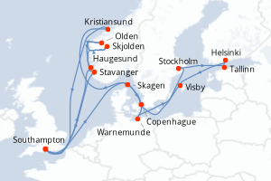 Itinéraire croisière Princess Cruises au départ de Southampton