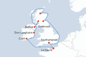 Itinéraire croisière Princess Cruises au départ de Southampton