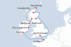 Itinéraire croisière Princess Cruises au départ de Southampton