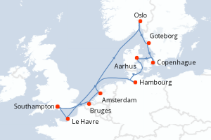 Itinéraire croisière Princess Cruises au départ de Southampton