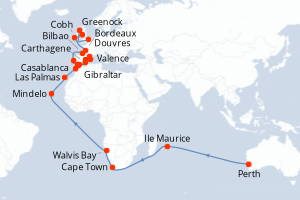 Itinéraire croisière Princess Cruises au départ de Perth