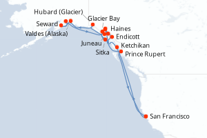 Itinéraire croisière Princess Cruises au départ de San Francisco