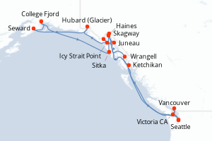 Itinéraire croisière Princess Cruises au départ de Seattle