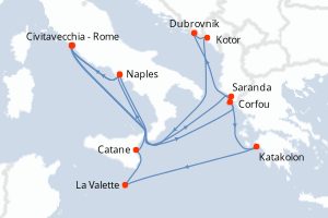 Itinéraire croisière Princess Cruises au départ de Civitavecchia - Rome