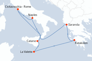 Itinéraire croisière Princess Cruises au départ de Civitavecchia - Rome