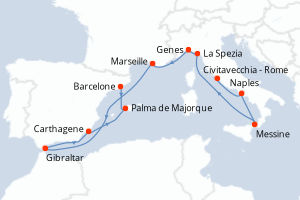 Itinéraire croisière Princess Cruises au départ de Civitavecchia - Rome