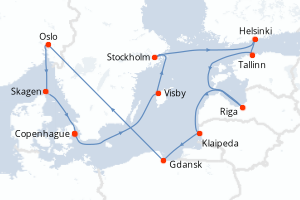 Itinéraire croisière Princess Cruises au départ de Copenhague