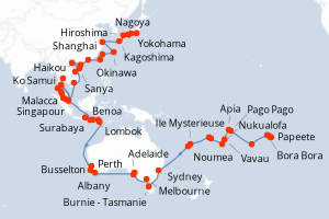 Itinéraire croisière Oceania Cruises au départ de Yokohama