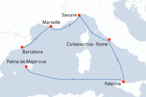 Itinéraire croisière Costa Croisières au départ de Palma de Majorque