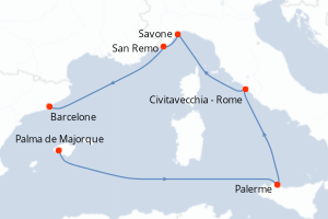 Itinéraire croisière Costa Croisières au départ de Palma de Majorque