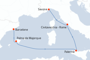 Itinéraire croisière Costa Croisières au départ de Barcelone