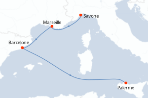 Itinéraire croisière Costa Croisières au départ de Savone